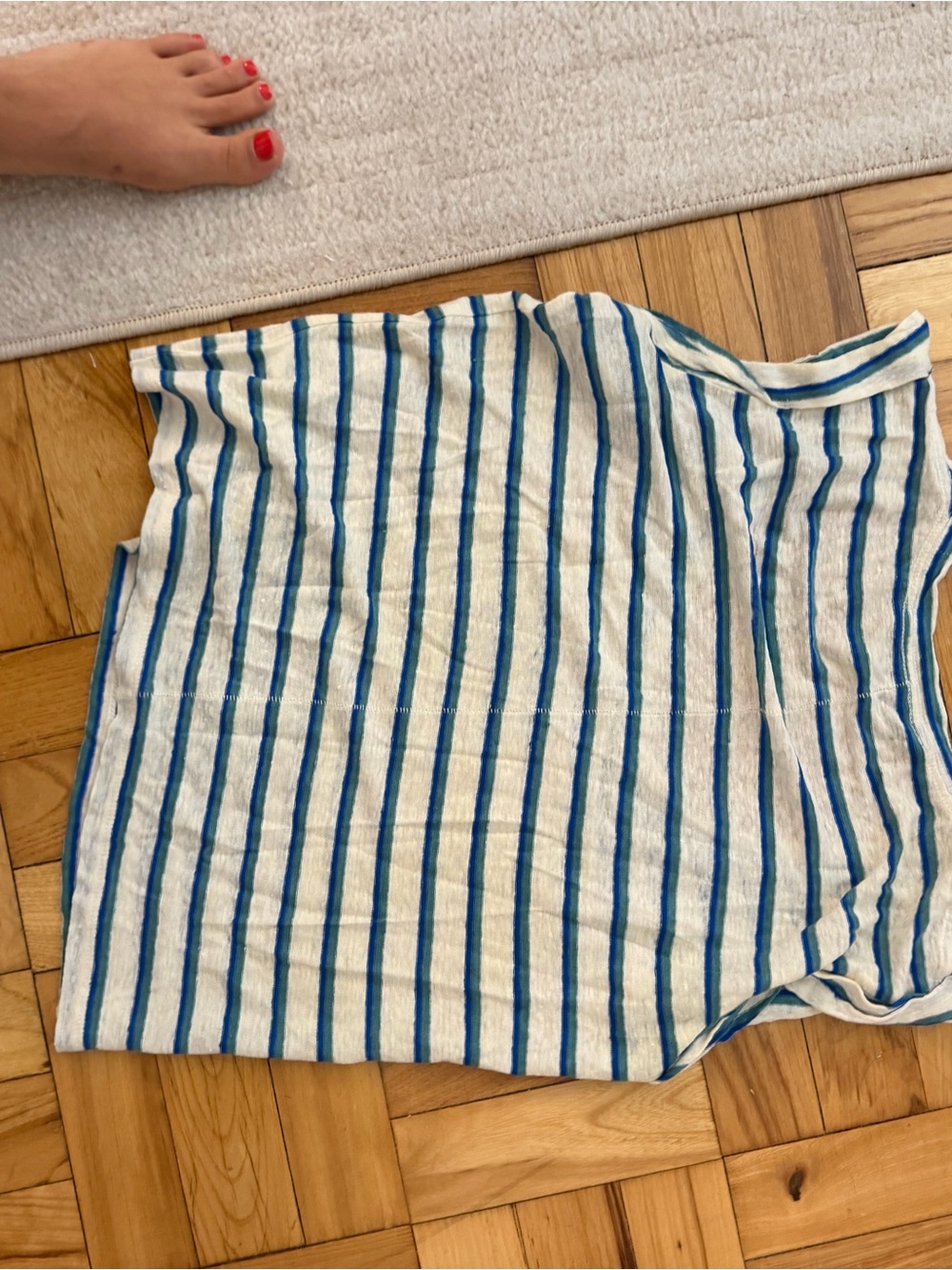 Veronica Beard Cream and Blue Striped Scoop Neck Tank - Picture 3 of 3